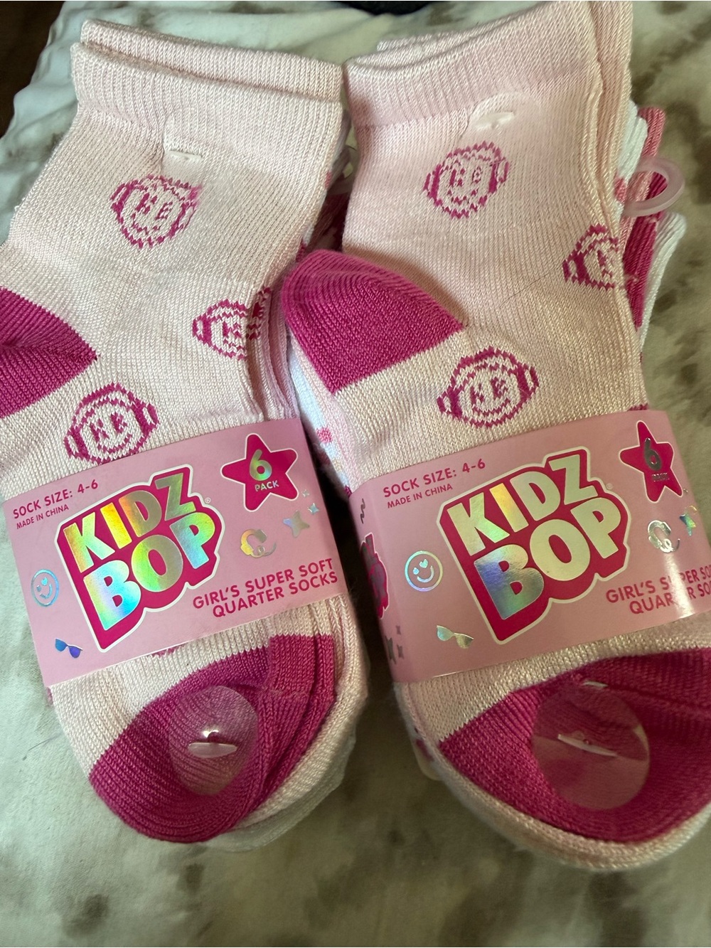 Girls' Pink Quarter Socks - 6 Pack (2 packs)